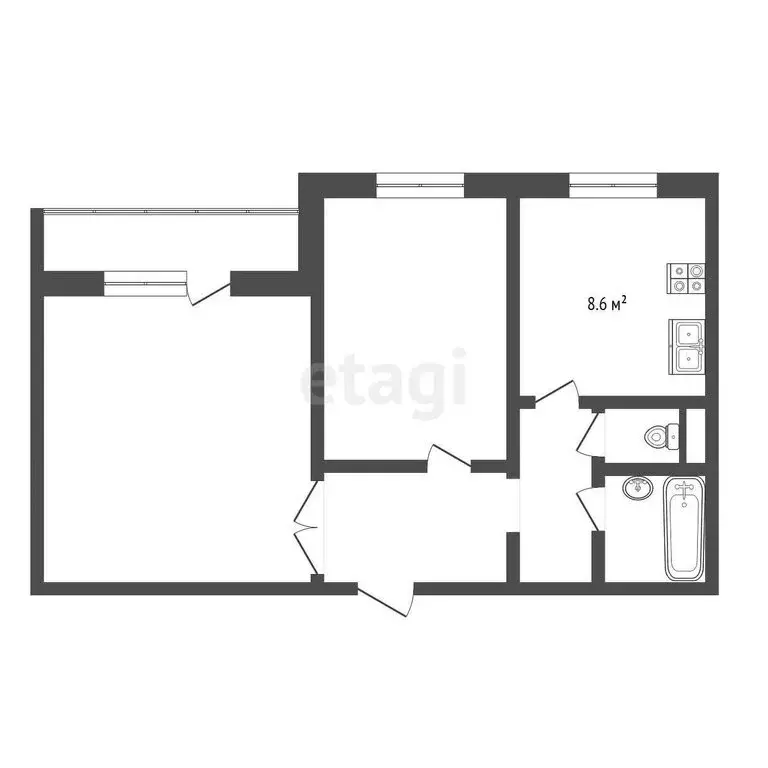 2-комнатная квартира: Кемерово, Московский проспект, 9 (50.4 м) - Фото 0