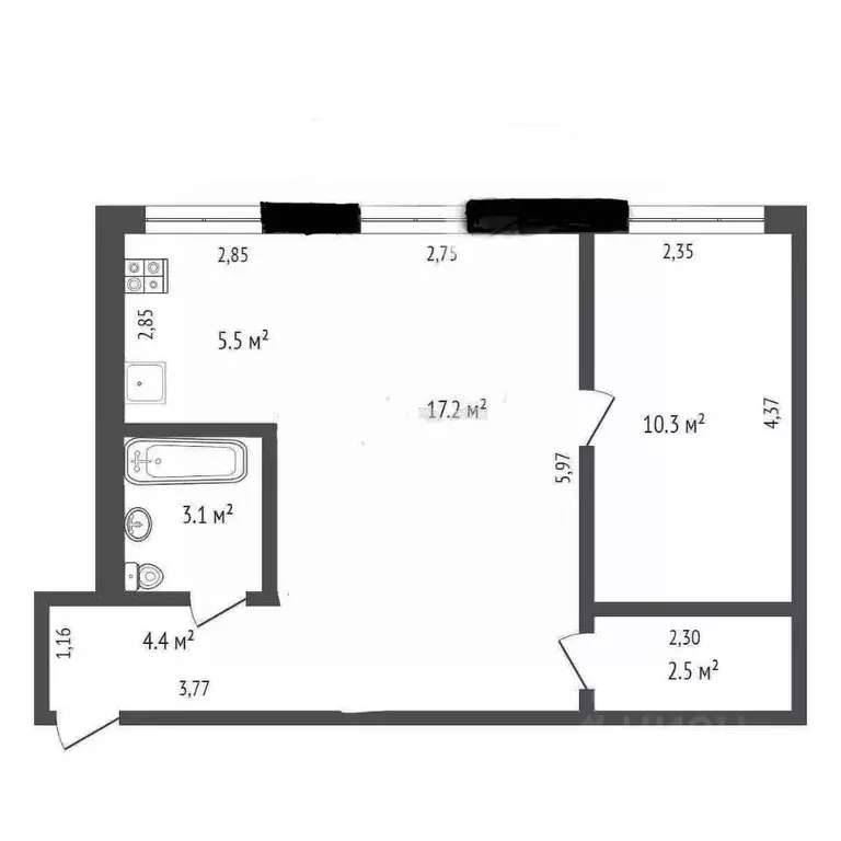 2-к кв. Забайкальский край, Чита Геофизический мкр, 3 (42.9 м) - Фото 2