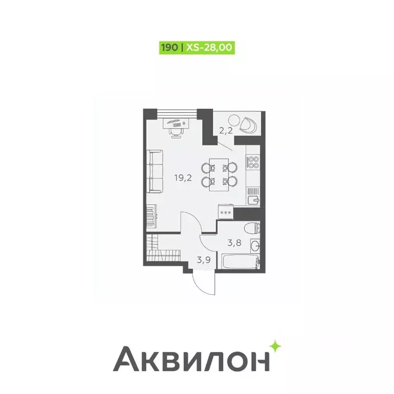 Студия Санкт-Петербург ул. Русановская, 20к1 (28.0 м) - Фото 0