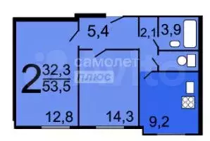 2-к. квартира, 54 м, 4/16 эт. - Фото 0