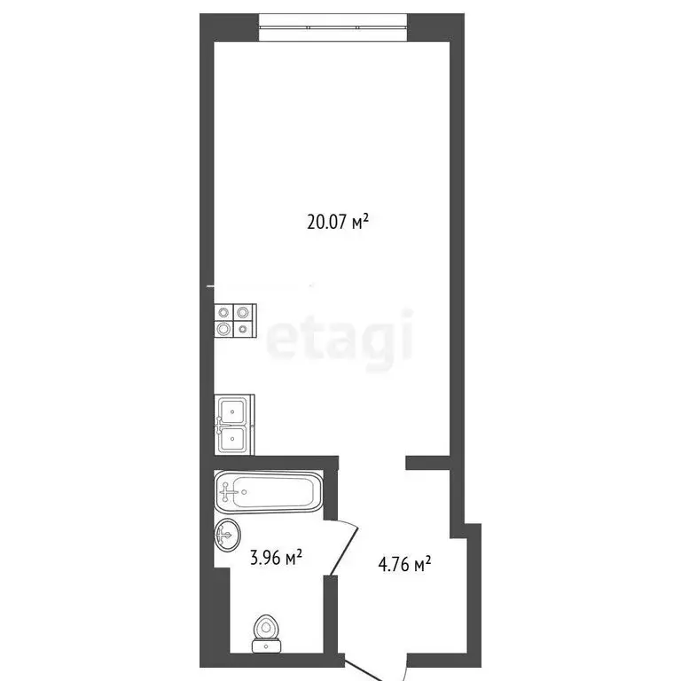 Квартира-студия: Тюмень, улица Судостроителей, 48 (28.8 м) - Фото 1