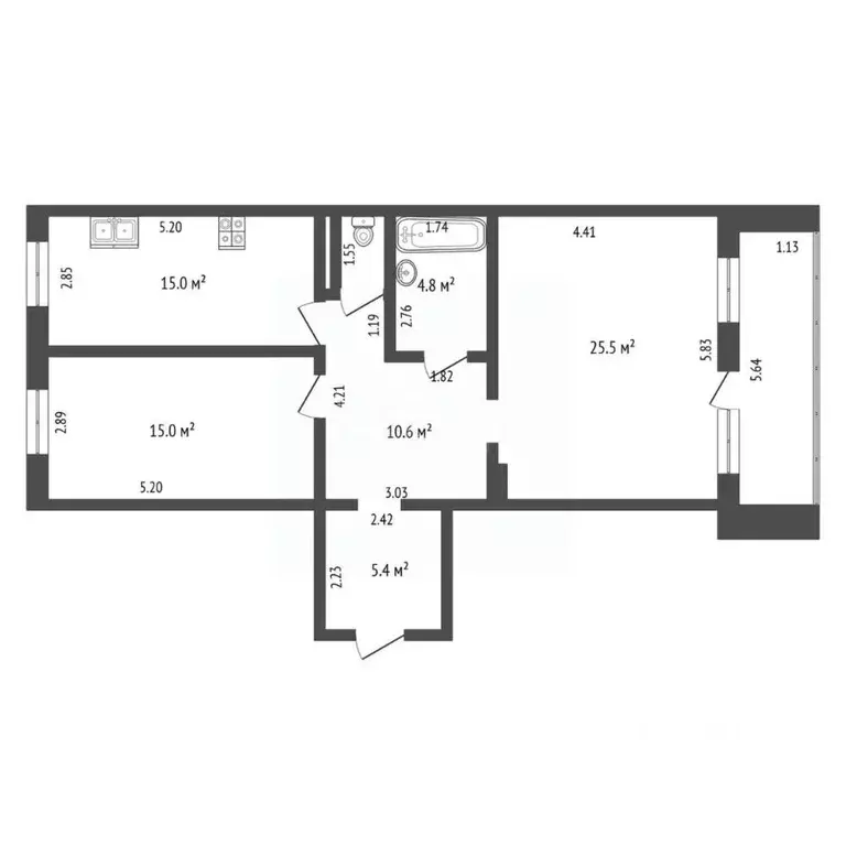 2-к кв. Татарстан, Набережные Челны пос. ЗЯБ, 19-й комплекс, 13 (77.8 ... - Фото 2