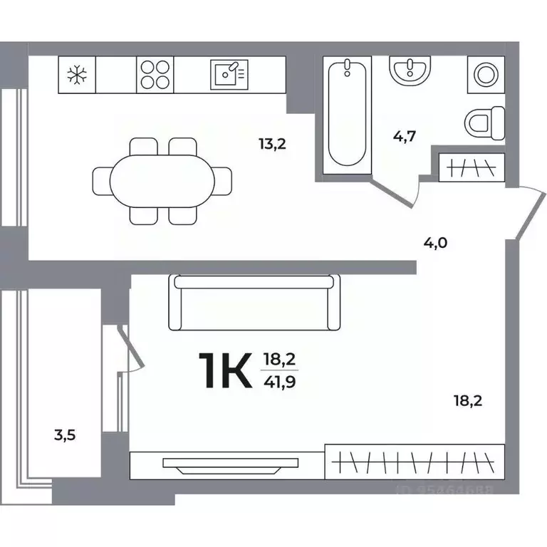 1-к кв. Новосибирская область, Новосибирск Беловежский мкр,  (41.4 м) - Фото 0