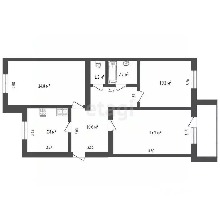 3-к кв. Смоленская область, Смоленск ул. Черняховского, 14А (62.4 м) - Фото 0