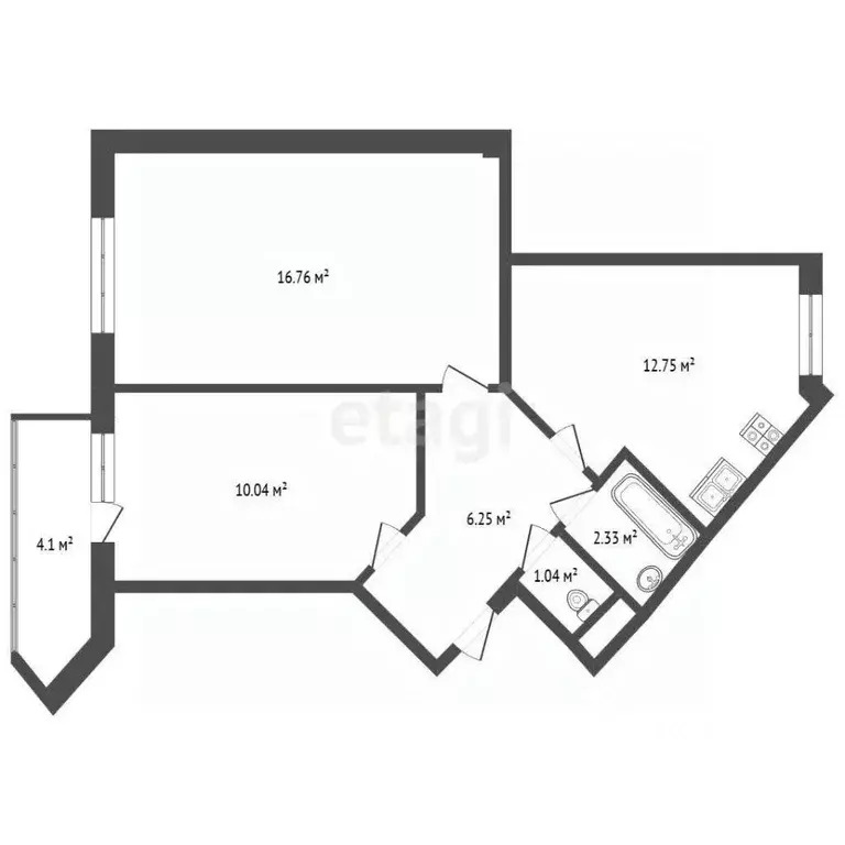 2-к кв. Московская область, Клин Клинская ул., 52к2 (50.4 м) - Фото 2