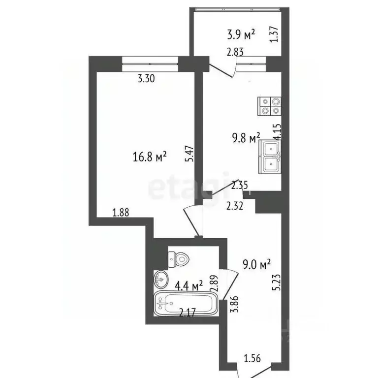 1-к кв. Калининградская область, Калининград ул. Генерала Челнокова, ... - Фото 2