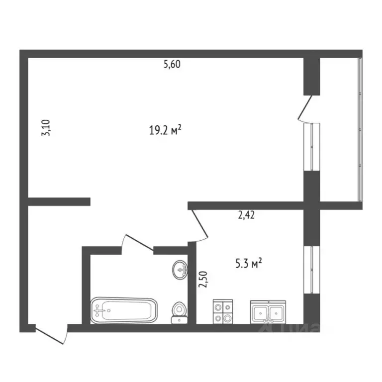 1-к кв. Тюменская область, Тюмень Волгоградская ул., 107 (30.0 м) - Фото 2
