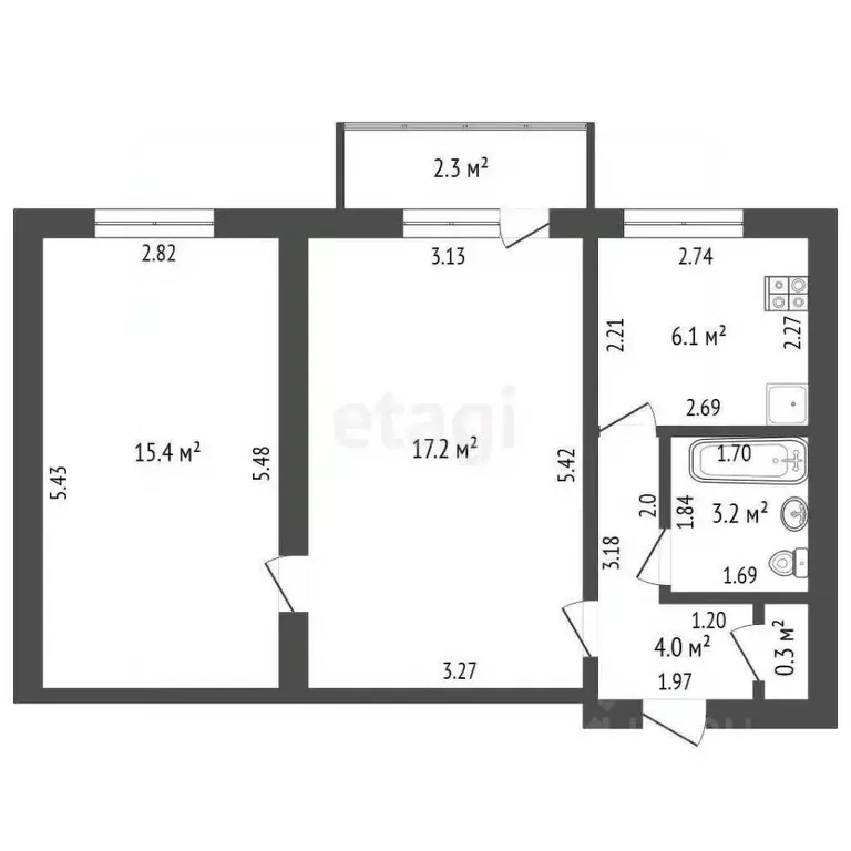 2-к кв. Башкортостан, Стерлитамак ул. Мира, 58 (46.5 м) - Фото 2
