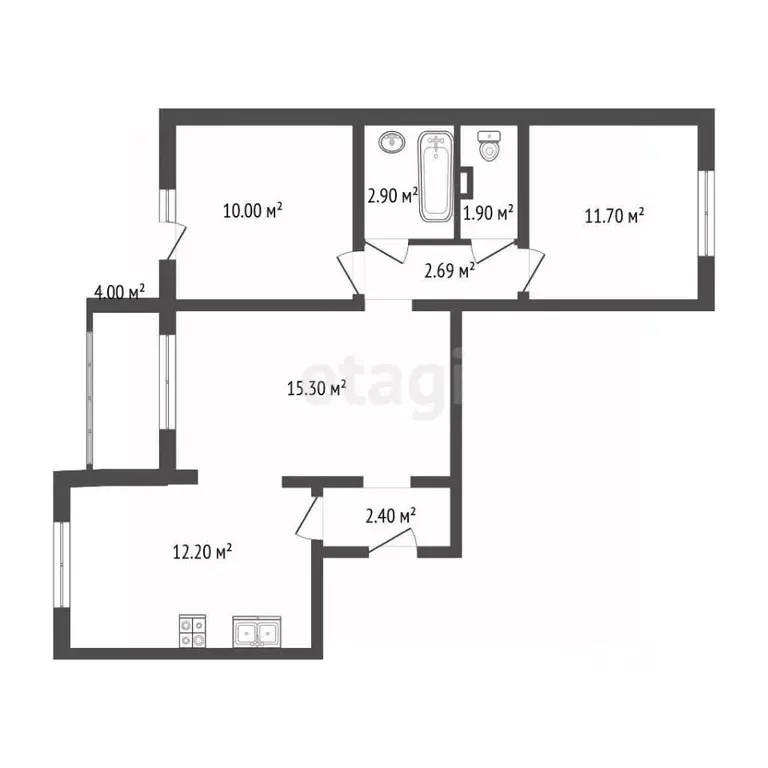 3-к кв. Санкт-Петербург дор. Муринская, 10к3 (59.4 м) - Фото 1