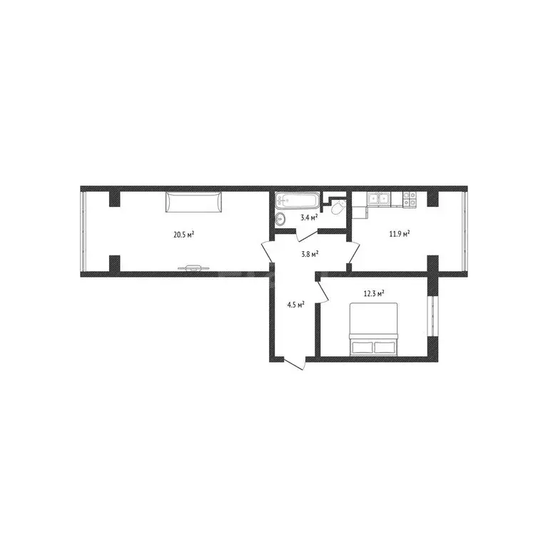 2-комнатная квартира: Махачкала, проспект Насрутдинова, 22Б (57 м) - Фото 1