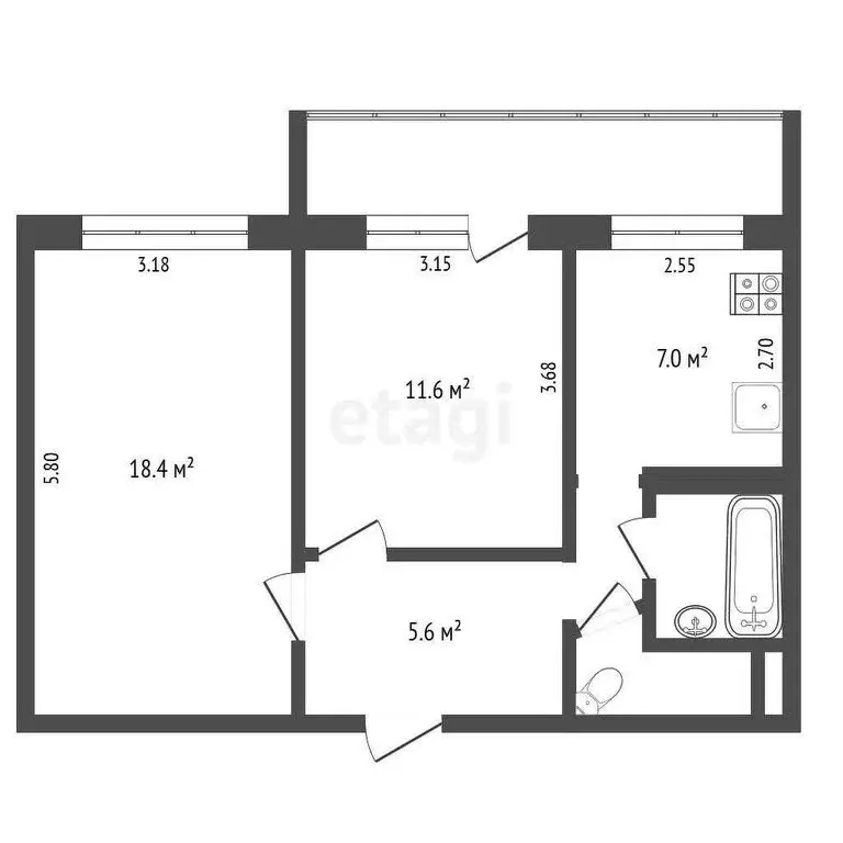2-комнатная квартира: Архангельск, проспект Дзержинского, 25 (48.9 м) - Фото 1