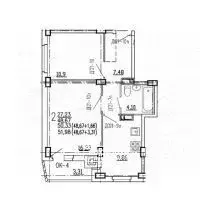 2-к. квартира, 52 м, 5/10 эт. - Фото 0