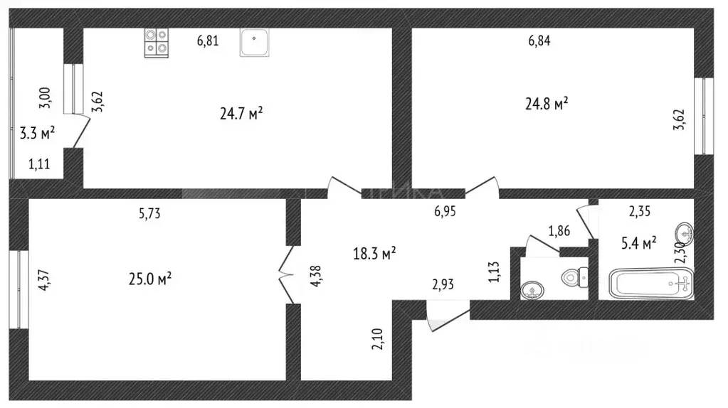 2-к кв. Тюменская область, Тюмень Сургутская ул., 11к3 (100.0 м) - Фото 1