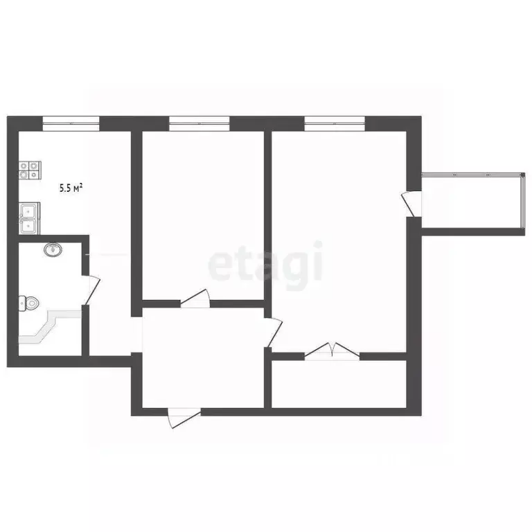 2-к кв. Ростовская область, Ростов-на-Дону просп. Соколова, 81/1 (48.0 ... - Фото 2