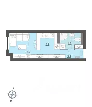 Студия Свердловская область, Екатеринбург Центральный жилрайон, Азина ... - Фото 2