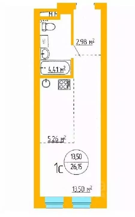 1-к кв. Башкортостан, Уфа ул. Аксакова, 79 (26.29 м) - Фото 1