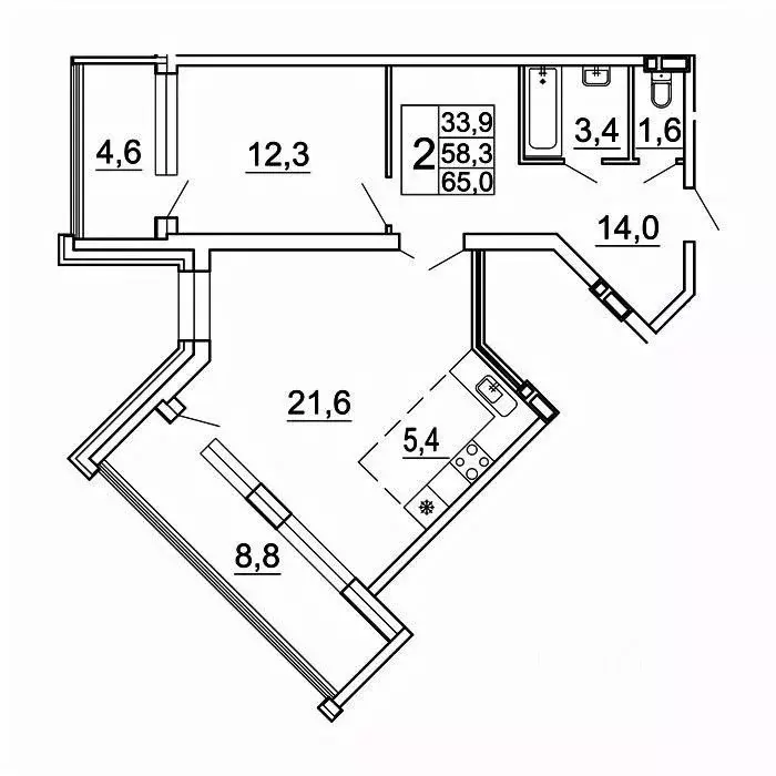2-к кв. Приморский край, Владивосток Лесная ул., 1В/1 (65.0 м) - Фото 1