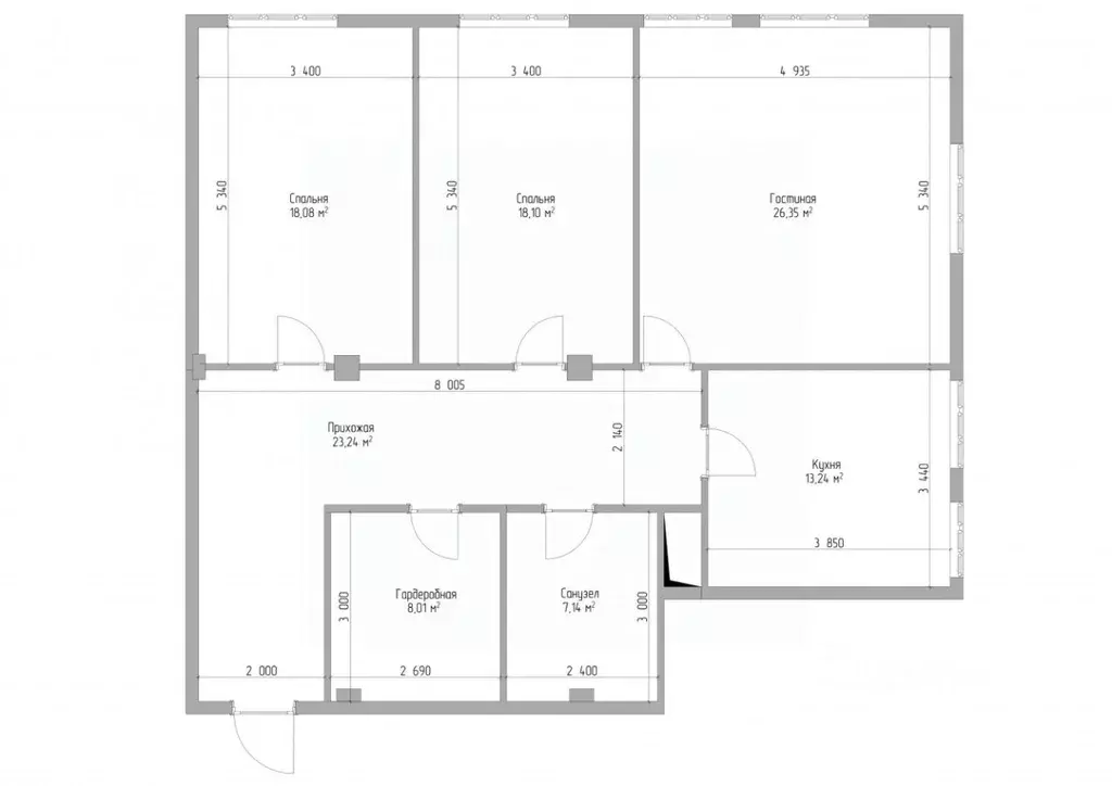 3-к кв. Кабардино-Балкария, Нальчик просп. Ленина, 46Б (114.16 м) - Фото 2