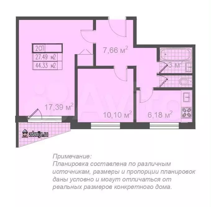 2-к. квартира, 45 м, 9/12 эт. - Фото 0