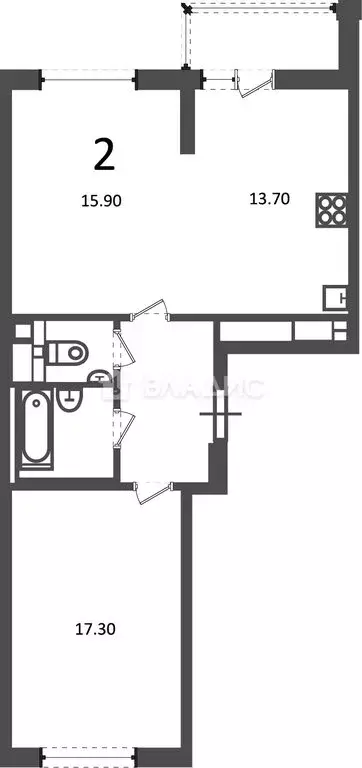 2-комнатная квартира: Москва, Кусковская улица, 12/1 (57.7 м) - Фото 1