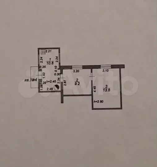 2-к. квартира, 33,3 м, 1/1 эт. - Фото 0