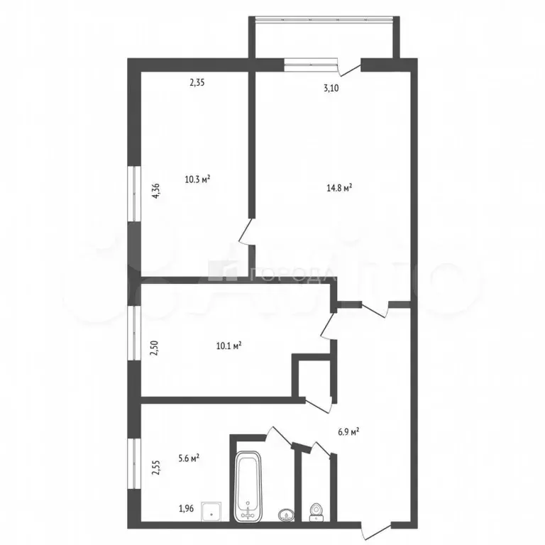 3-к. квартира, 51,2 м, 4/5 эт. - Фото 1