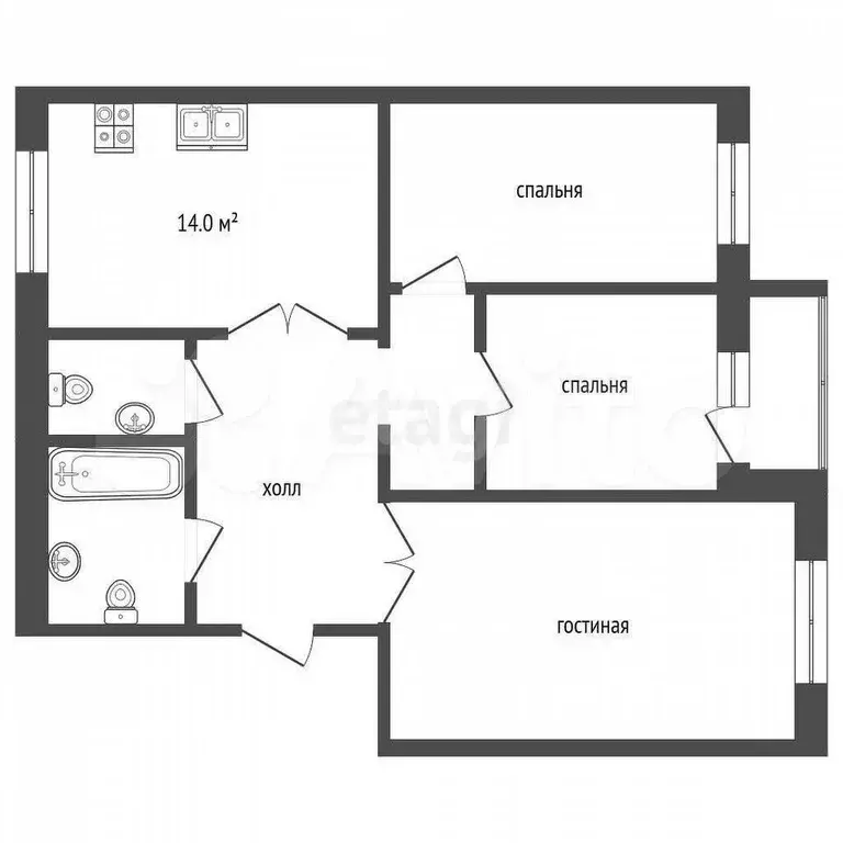 3-к. квартира, 87 м, 3/3 эт. - Фото 0