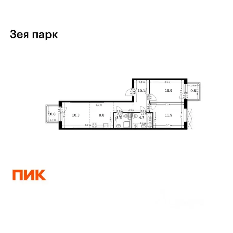 2-к кв. Амурская область, Благовещенск ул. 50 лет Октября, 263/2 (61.9 ... - Фото 1