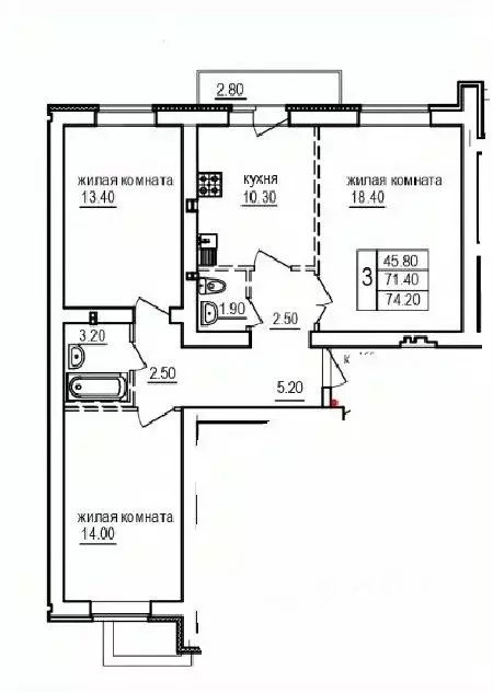 3-к кв. Саратовская область, Саратов ул. 1-я Благодатная, 3 (74.2 м) - Фото 0