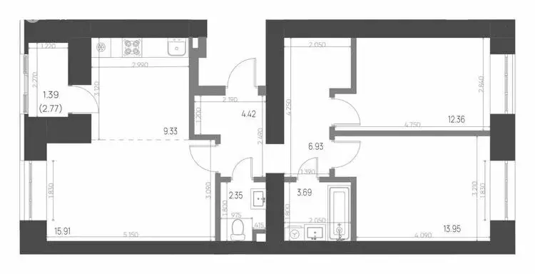 3-комнатная квартира: Нижнекамск, 15-й микрорайон, ЖК Калина (70.33 м) - Фото 0