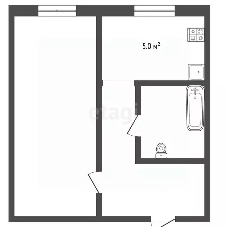1-к кв. Томская область, Томск ул. Александра Угрюмова, 2А (20.9 м) - Фото 1
