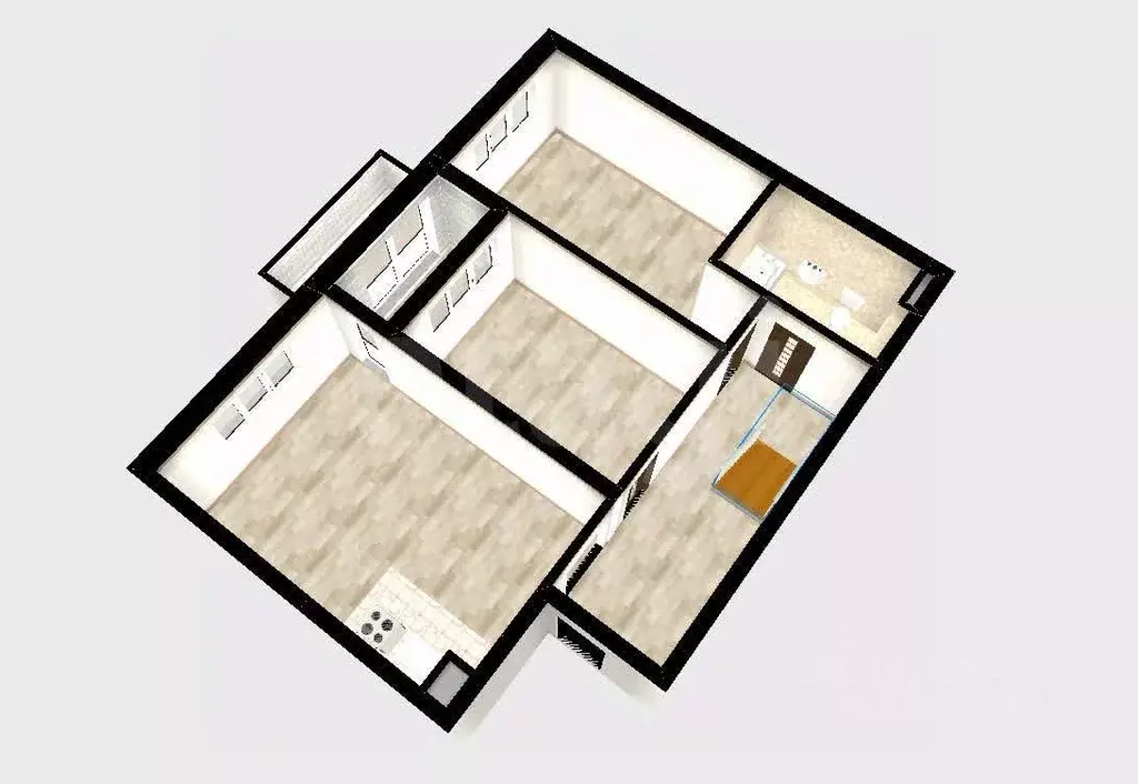 2-к кв. Тюменская область, Тюмень ул. Федюнинского, 30к9 (64.1 м) - Фото 1