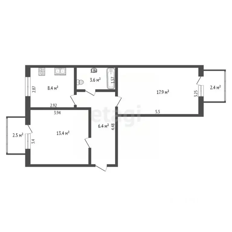 2-к кв. Крым, Ялта ул. Руданского, 18 (51.3 м) - Фото 2