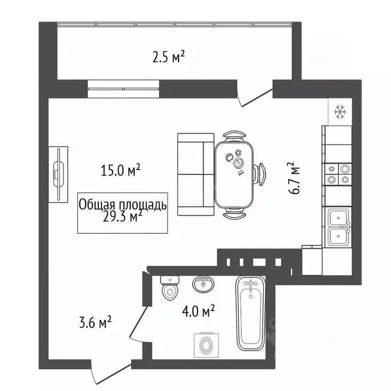 Студия Новосибирская область, Новосибирск ул. Фрунзе, 220 (29.3 м) - Фото 1