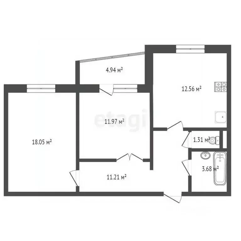 2-к кв. Белгородская область, Белгород ул. Газовиков, 9 (58.8 м) - Фото 2