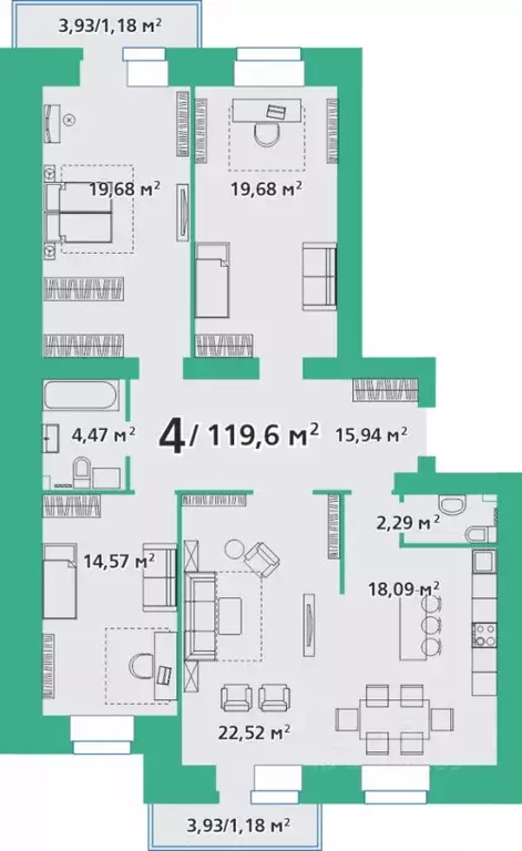 4-к кв. Красноярский край, Красноярск ул. Березина, 82Д (119.94 м) - Фото 0