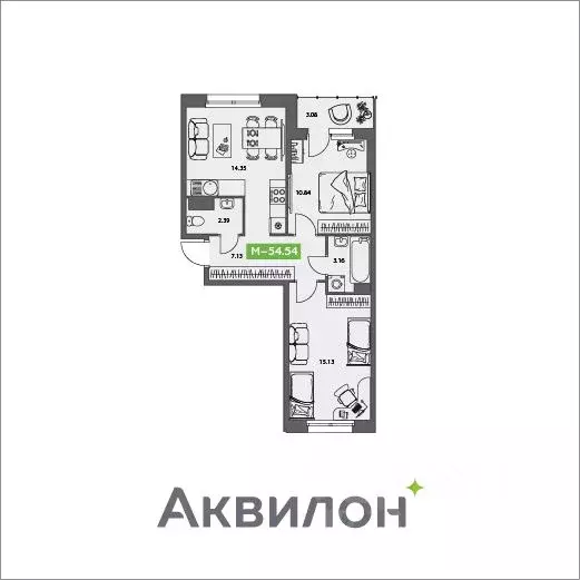 2-к кв. Архангельская область, Северодвинск Аквилон Север жилой ... - Фото 1