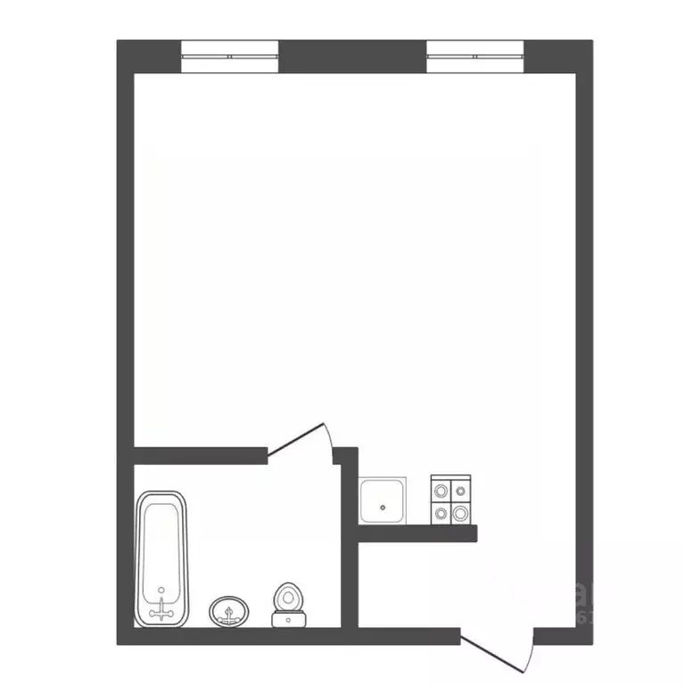 Студия Тюменская область, Тюмень ул. Демьяна Бедного, 83к1 (28.2 м) - Фото 2