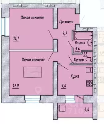 2-к кв. Орловская область, Орел ул. Гайдара, 37 (55.2 м) - Фото 1