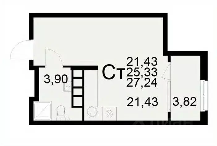 1-к кв. Рязанская область, Рязань ул. Бирюзова (27.24 м) - Фото 1
