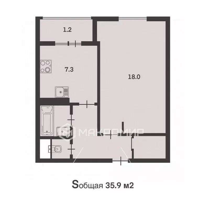1-комнатная квартира: Санкт-Петербург, Пулковское шоссе, 9к1 (35.9 м) - Фото 1