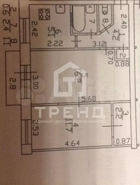 2-к. квартира, 43,5 м, 4/5 эт. - Фото 0