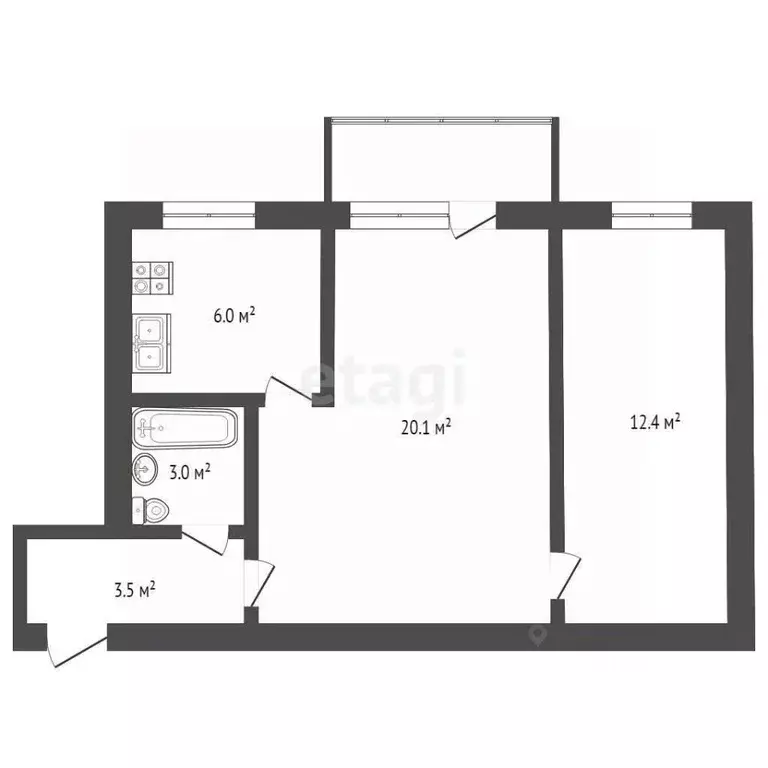 2-к кв. Оренбургская область, Оренбург Караванная ул., 20 (40.0 м) - Фото 1