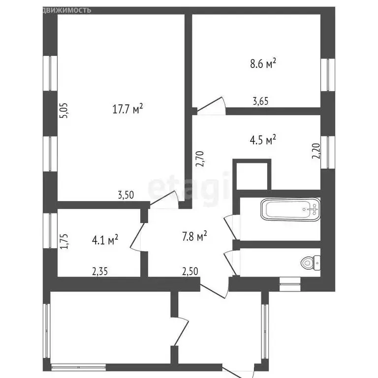 3-комнатная квартира: село Тарасово, Весенняя улица, 4 (47.2 м) - Фото 0