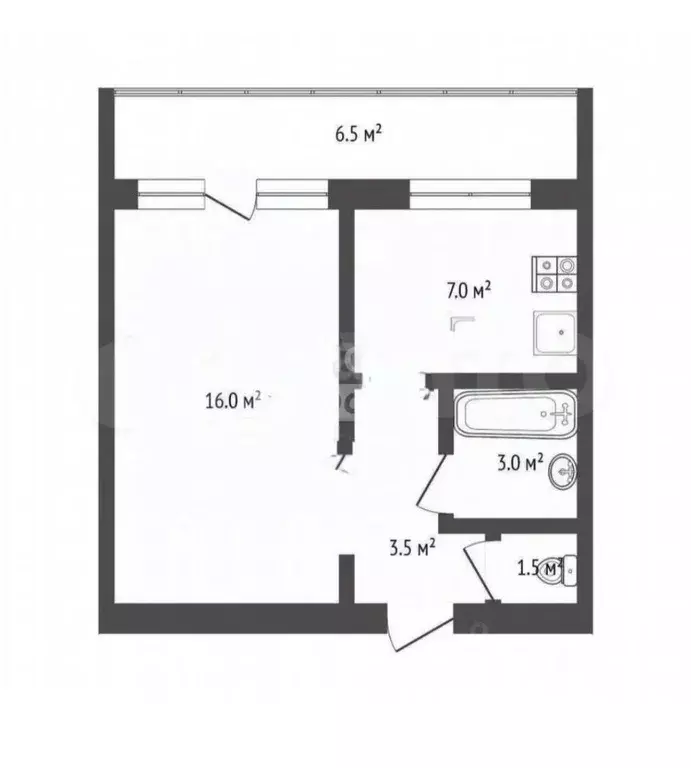 2-к кв. Тюменская область, Тюмень ул. Республики, 239 (36.0 м) - Фото 1