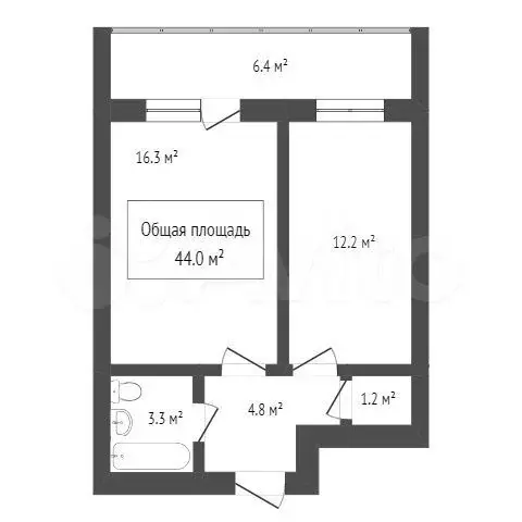 1-к. квартира, 48,4 м, 6/10 эт. - Фото 0