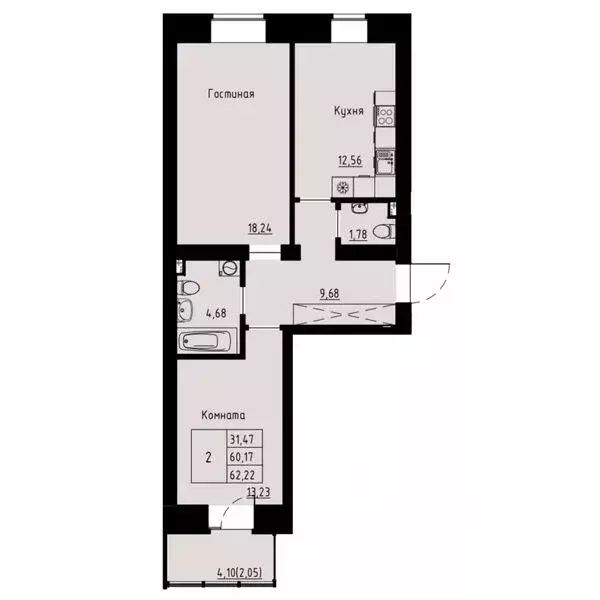 2-к кв. Красноярский край, Красноярск ул. Елены Стасовой, 82 (59.9 м) - Фото 1