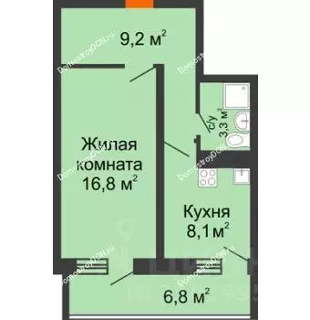 1-к кв. Ростовская область, Ростов-на-Дону ул. Нансена, 103/1/4 (40.8 ... - Фото 0