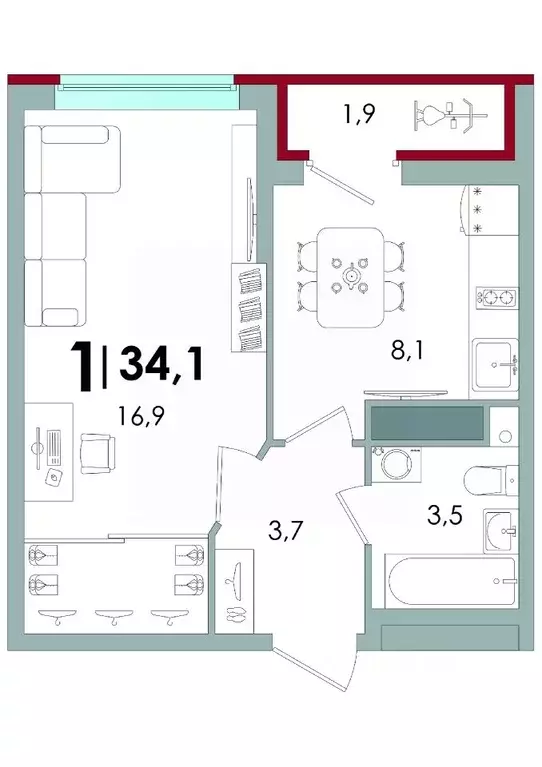 1-к кв. Тверская область, Тверь ул. С.Я. Лемешева, 6 (34.1 м) - Фото 0