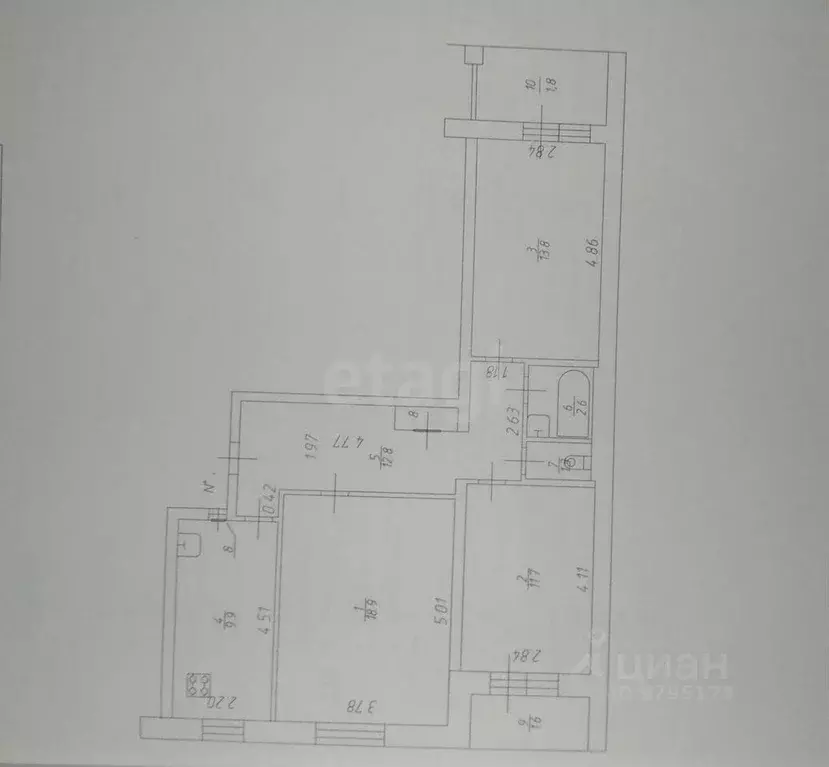 3-к кв. Татарстан, Казань ул. Академика Павлова, 25А (71.6 м) - Фото 2